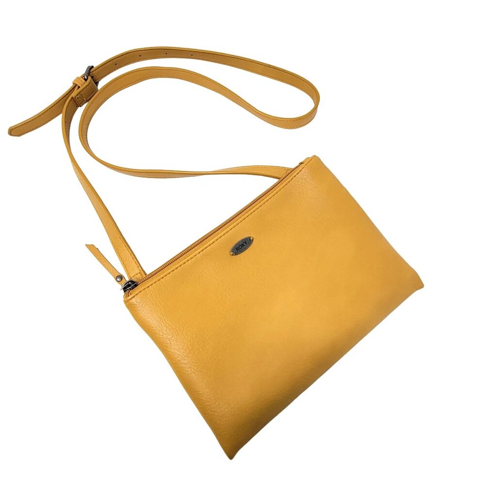 Roxy Women's Part Of You Small Double Zip Crossbody Purse Bag Mustard Yellow Och - Picture 4 of 10